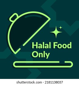 halal food menu only in the dish with islamic ornament background