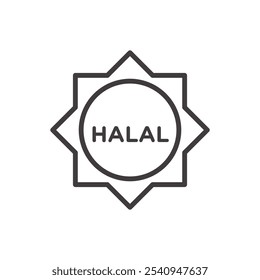 Halal Food Strich Symbol auf Schwarz