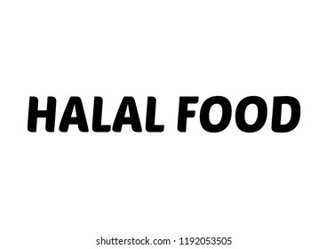 halal food. Text design. Vector illustration.