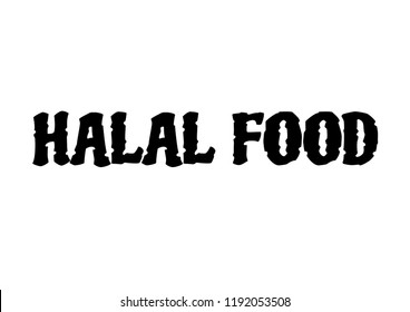 halal food. Text design. Vector illustration.
