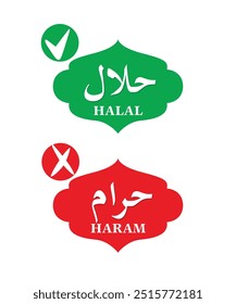 Halal and Haram ٰIcons Design, Muslim life style banner, vector prohibited and permitted illustration