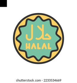 halal icon color style vector