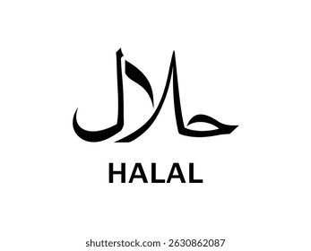 Halal-Symbol einzeln auf weißem Hintergrund. Halal Islamic Food Certification. Vektorgrafik. 