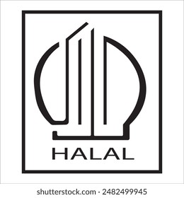 icono halal en estilo de línea