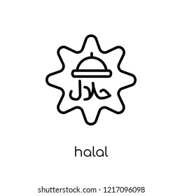 Halal icon. Trendy modern flat linear vector Halal icon on white background from thin line Religion collection, editable outline stroke vector illustration