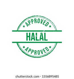 Halal label Approved grunge rubber stamp. Vector illustration on white background. Business concept round grunge stamp pictogram