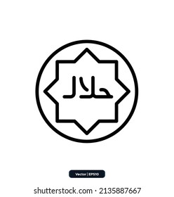 halal Line icon. Ramadan, Islamic holiday symbols collection. Islamic icons, Muslim day signs icon isolated on white background. Quran Book, Traditional Lanterns. eps 10.