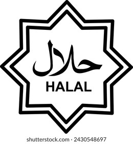 halal logo line icon vector design template ilustration with editable stroke line icon vector design template ilustration with editable stroke