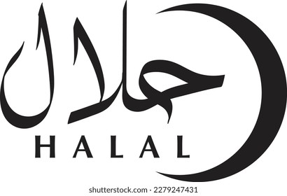 Halal logo vector. Halal food emblem .Sign design. Certificate tag. Food product dietary label for apps and websites