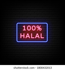 Halal Neon Sign Style Vector: เวกเตอร์สต็อก (ปลอดค่าลิขสิทธิ์