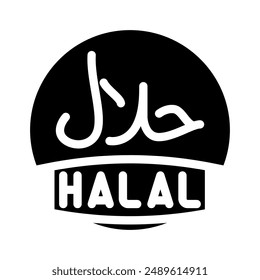 halal product label warning glyph icon vector. halal product label warning sign. isolated symbol illustration