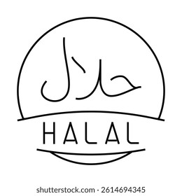 halal product label warning line icon vector. halal product label warning sign. isolated contour symbol black illustration