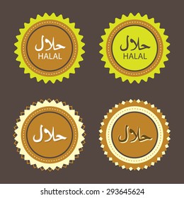 Halal products seal. Icons set.