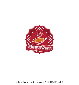 Halal shop logo design vector for restaurant