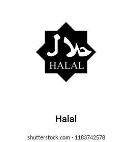 Halal Sign icon vector isolated on white background, logo concept of Halal Sign sign on transparent background, filled black symbol