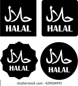 Halal sign, sticker and label. Vector