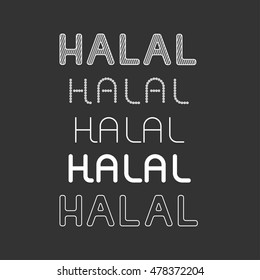 Halal text vector set. Badges, logo, and label design. suitable for banner, flyer, trade mark, and other advertising raw materials. dark background. vector illustration.