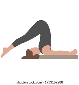 Halasana yoga pose vector. Fitness exercise and sport for woman body illustration. Female figure standing in asana isolated on white background