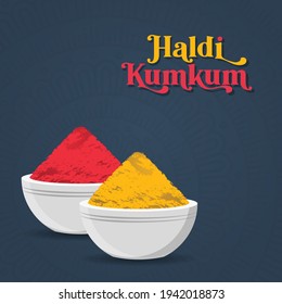 Haldi (turmeric) and Kumkum (vermilion powder) offered to god,  also ceremony with same name is a social gathering where married Hindu women applies it on each others forehead as an auspicious sign.