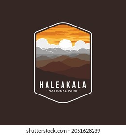 Haleakala National Park Emblem patch logo illustration on dark background