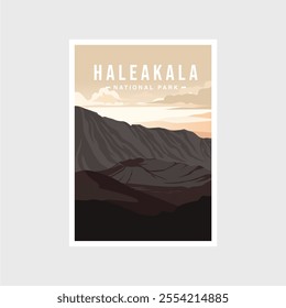 Haleakala National Park poster illustration, waterfall forest scenery poster design