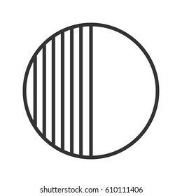 Half abstract metaphor linear icon. Thin line illustration. Halved circle contour symbol. Vector isolated outline drawing