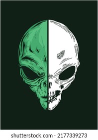 Half alien half skull vector for logo design or other purpose