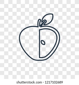 Half Apple concept vector linear icon isolated on transparent background, Half Apple concept transparency concept in outline style