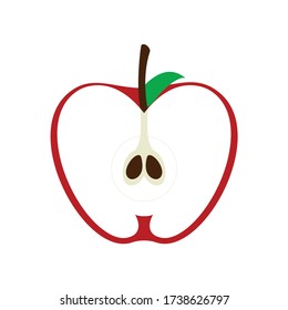 Half apple flat design illustration fruit