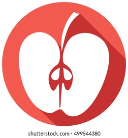 half of apple flat icon