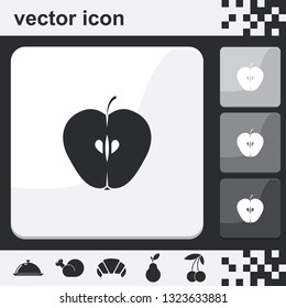 Half an apple flat set of buttons vector icon.