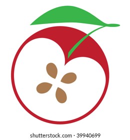 half apple with four pips