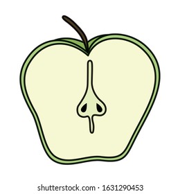 half apple fresh fruit isolated icon vector illustration design
