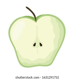 half apple fresh fruit isolated icon vector illustration design