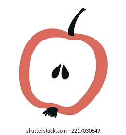 La mitad de manzana. Ilustración de vector simple dibujada a mano