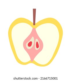 Media fruta de manzana. Ilustración del vector