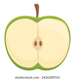 Half apple icon cartoon vector. Green food nutrition. Color healthy taste