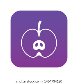 Half apple icon digital purple for any design isolated on white vector illustration