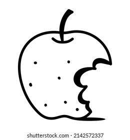 A Half Apple Icon In Doodle Design

