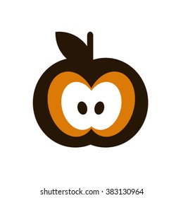 Half of Apple Icon on White Background