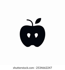half apple icon sign vector