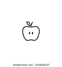 Half Apple Icon. Vector Black Apple Symbol