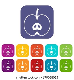 Half apple icons set vector illustration in flat style In colors red, blue, green and other