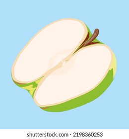 Half of an apple, illustration, vector, cartoon