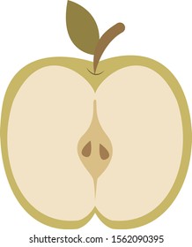 Media manzana, ilustración, vector sobre fondo blanco.