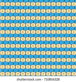 half apple on blue background