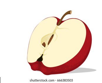 A half of apple on isometric view on transparent background
