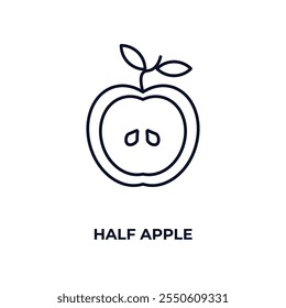 half apple outline icon. Linear vector from ecology concept. Thin line half apple icon isolated on white background