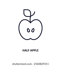 half apple outline icon.  Thin line icon from ecology collection. Editable vector isolated on white background