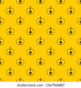 Half apple pattern seamless vector repeat geometric yellow for any design